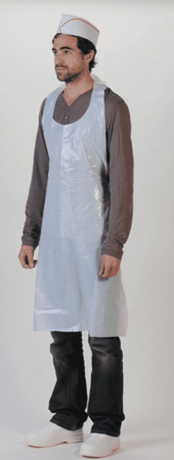 Tablier en polyéthylène blanc à usage unique