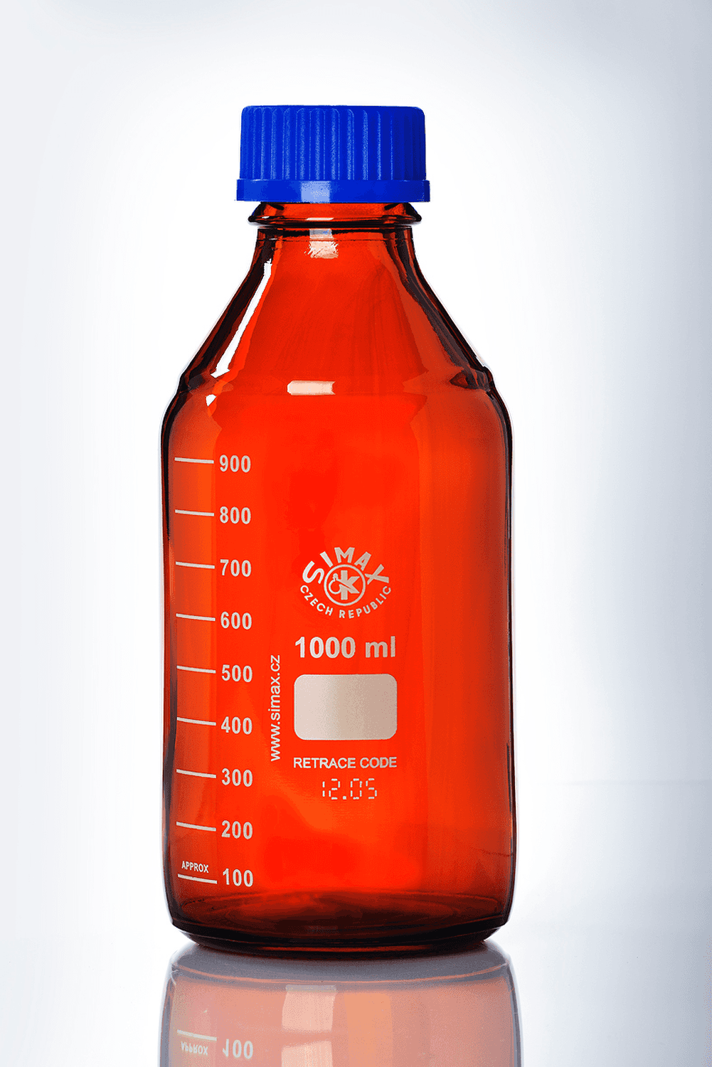 Flacon en verre ambré Simax gradué avec bouchon à vis