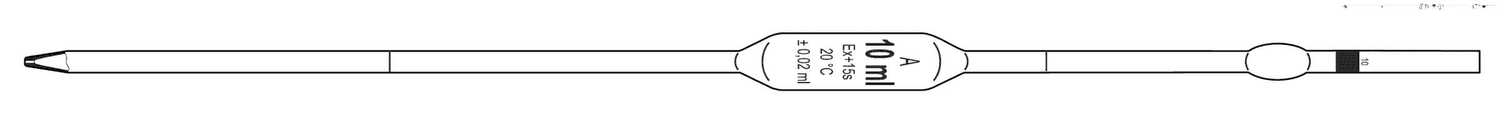 Pipette jaugée 2 traits classe AS avec certificat de lot