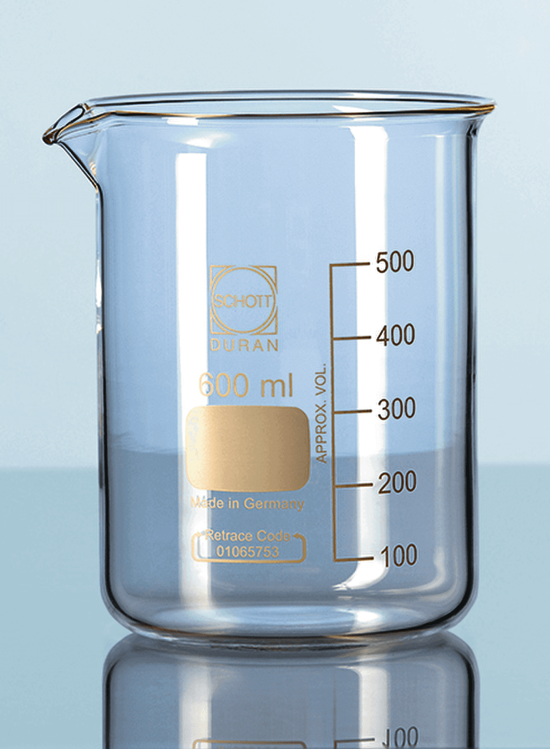 Bécher en verre Duran® forme basse avec bec verseur