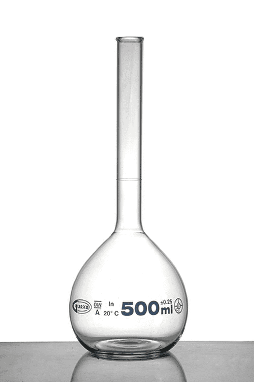 Fiole jaugée en verre Glassco classe A