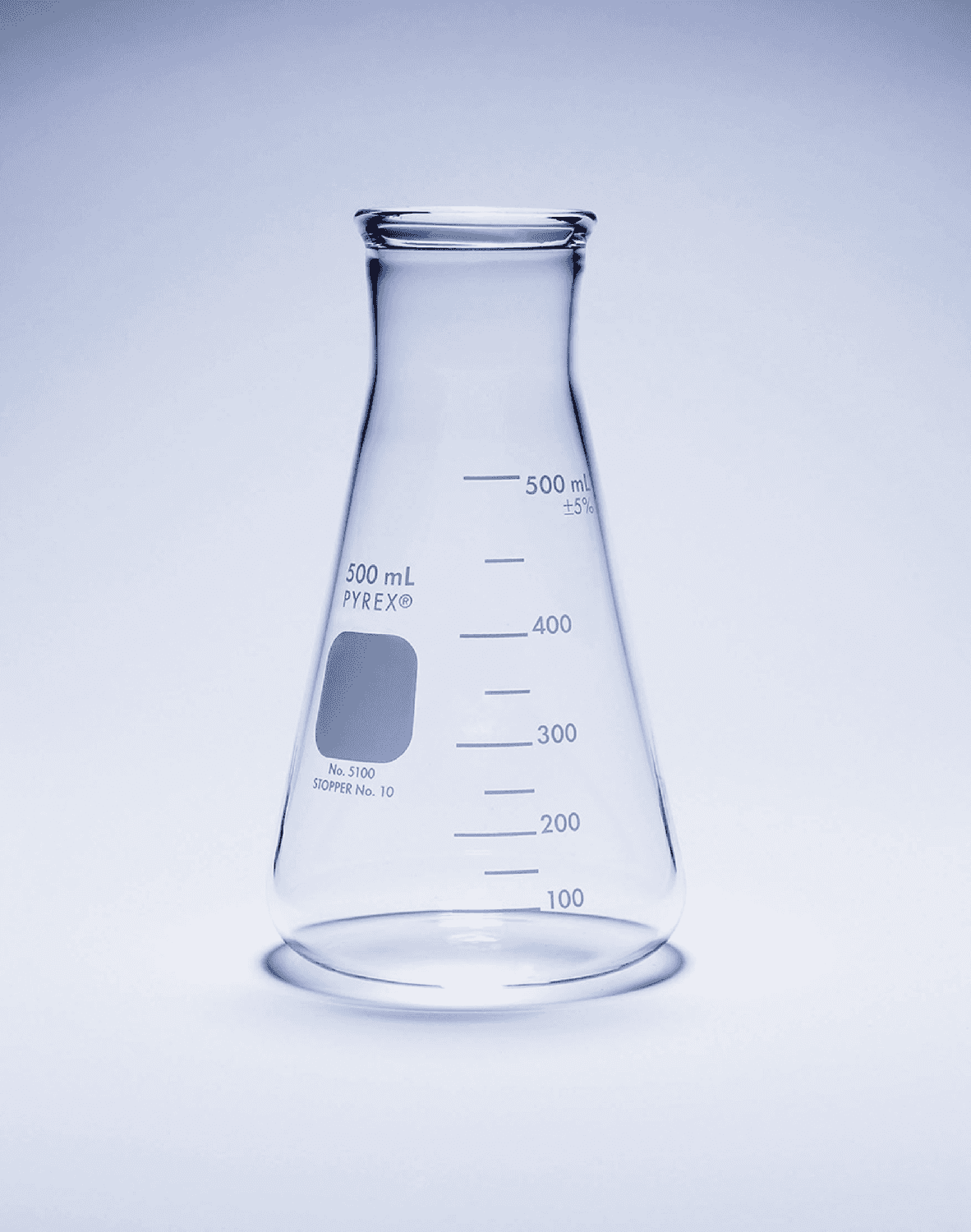 Fiole erlenmeyer en verre Pyrex® usage intensif col large graduations blanches
