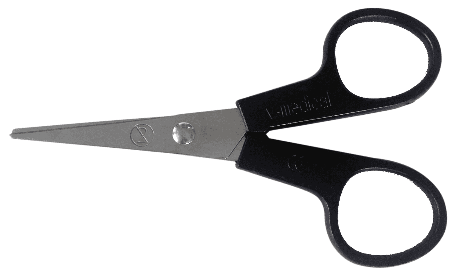 Ciseaux en inox avec boucles en plastique 12cm, usage unique, stériles en sachet unitaire