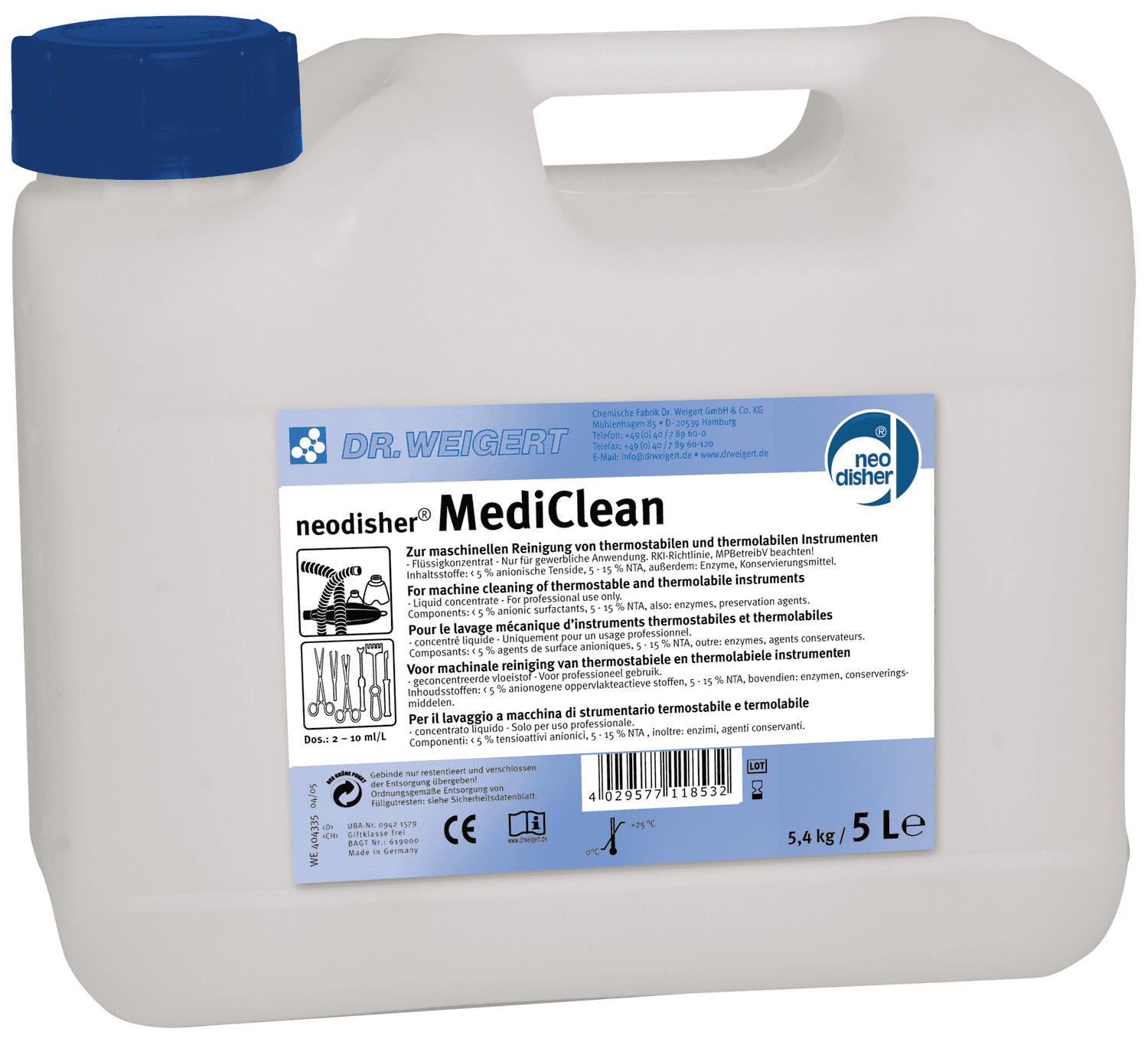 Détergent alcalin liquide Neodisher MediClean