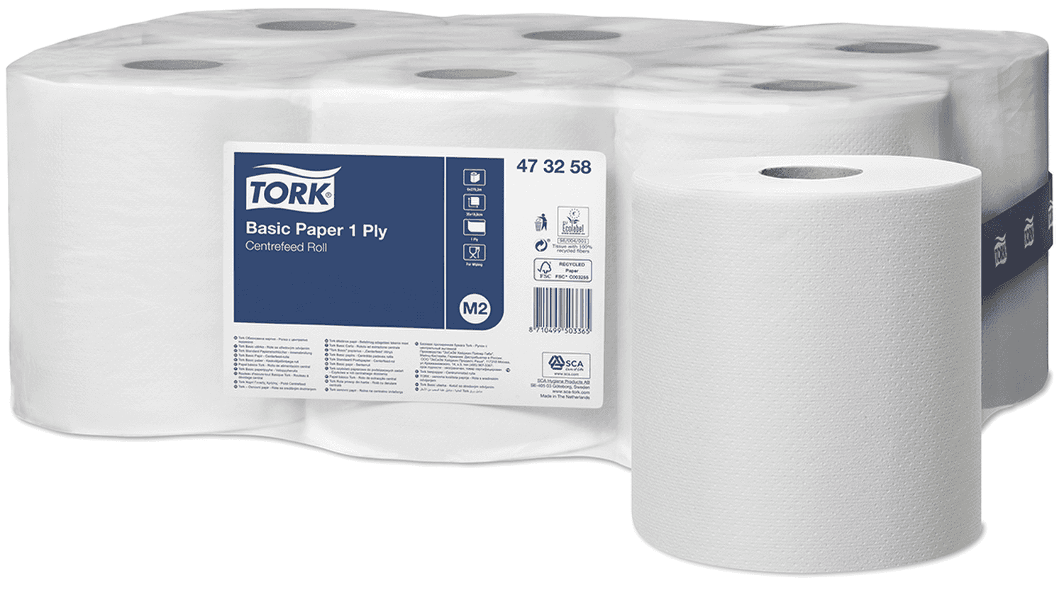 Essuie-mains Tork® 1 pli 857 formats en bobine à dévidage central (système M2)