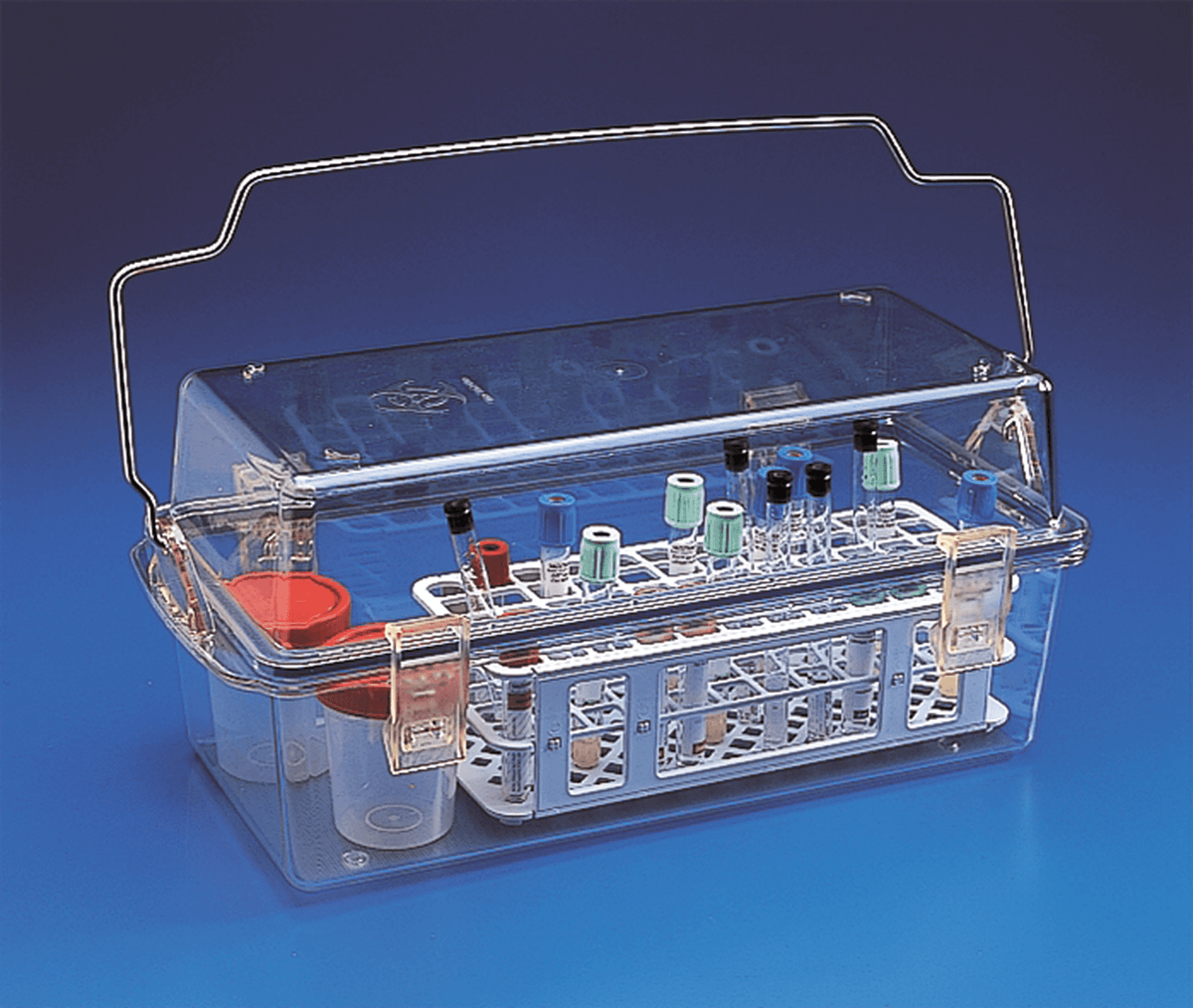 Boîte de transport étanche en polycarbonate pour tubes et flacons Safetybox 8L