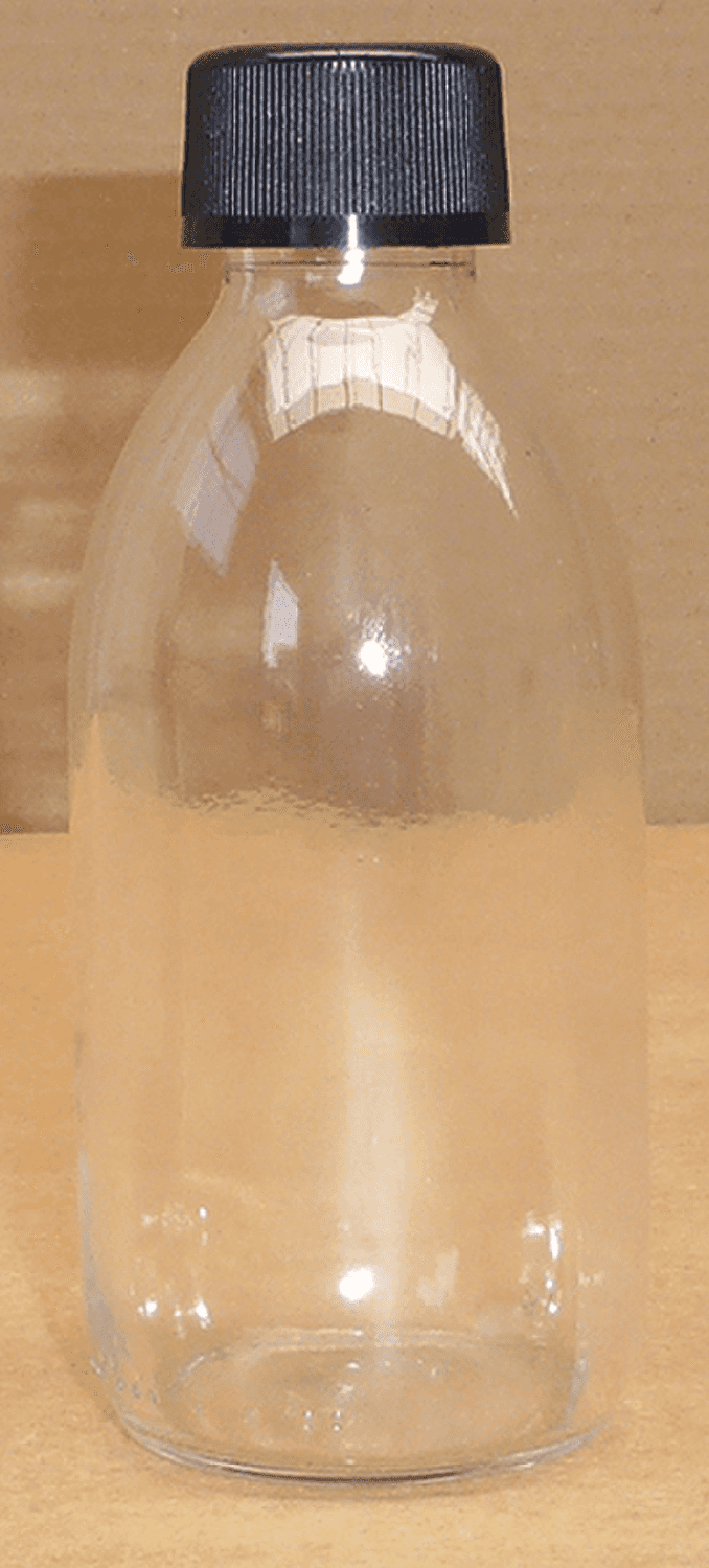 Flacon sirop en verre sodocalcique 500ml col à vis diamètre 28mm avec capsule en polypropylène noire
