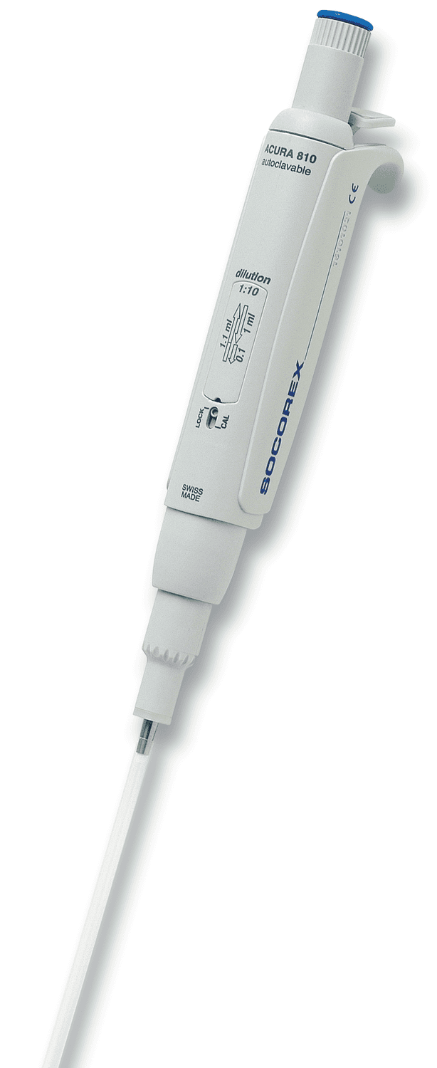 Micropipette Socorex Acura® manual 810 pour pipette paille variable 1 et 1,1ml