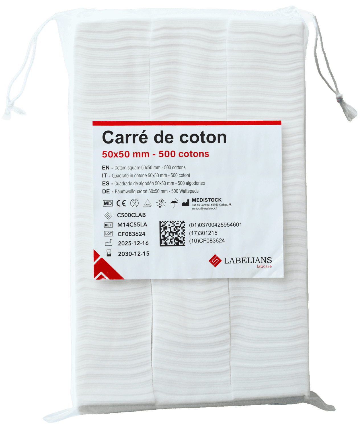 Carrés coton LABELIANS 5x5cm