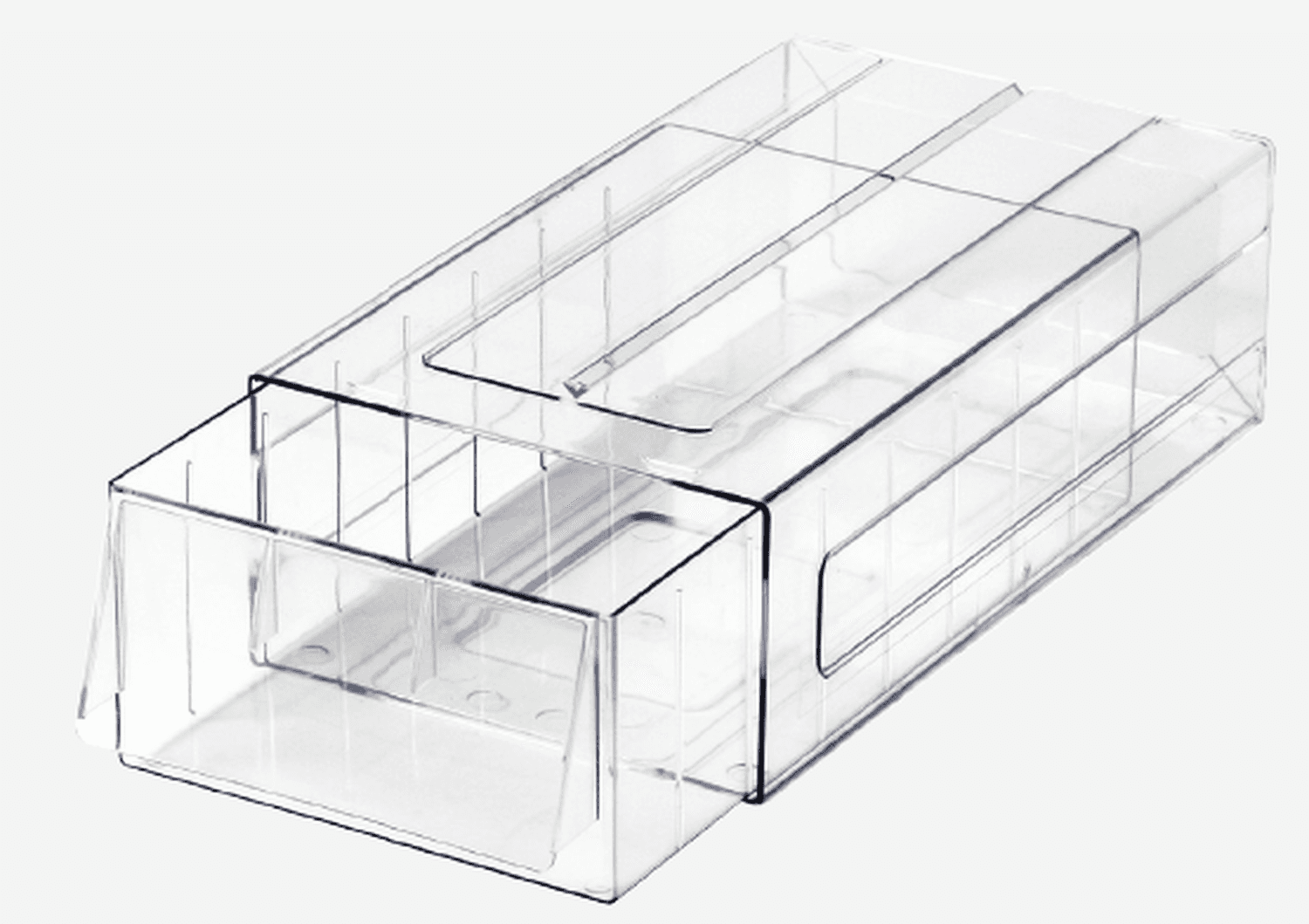 Boite transparente, combinable, 1 tiroir large, 355 x 185 x 101mm (LxPxH)