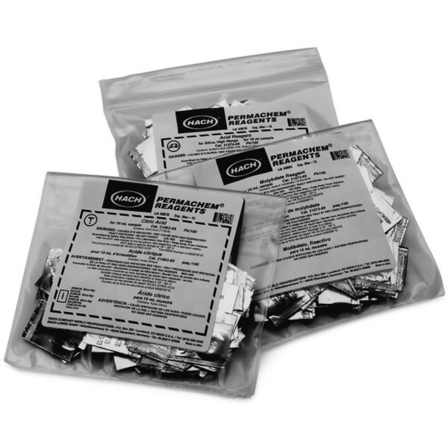 Kit de réactifs pour Silice, 1 à 100mg/L SiO2, en sachet