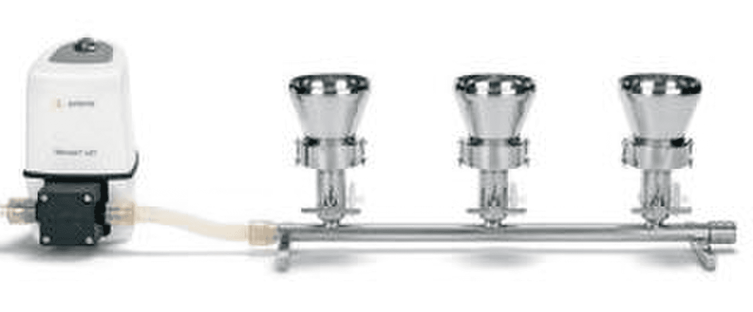 Rampe Microsart Manifold 3 postes avec entonnoirs inox 100ml