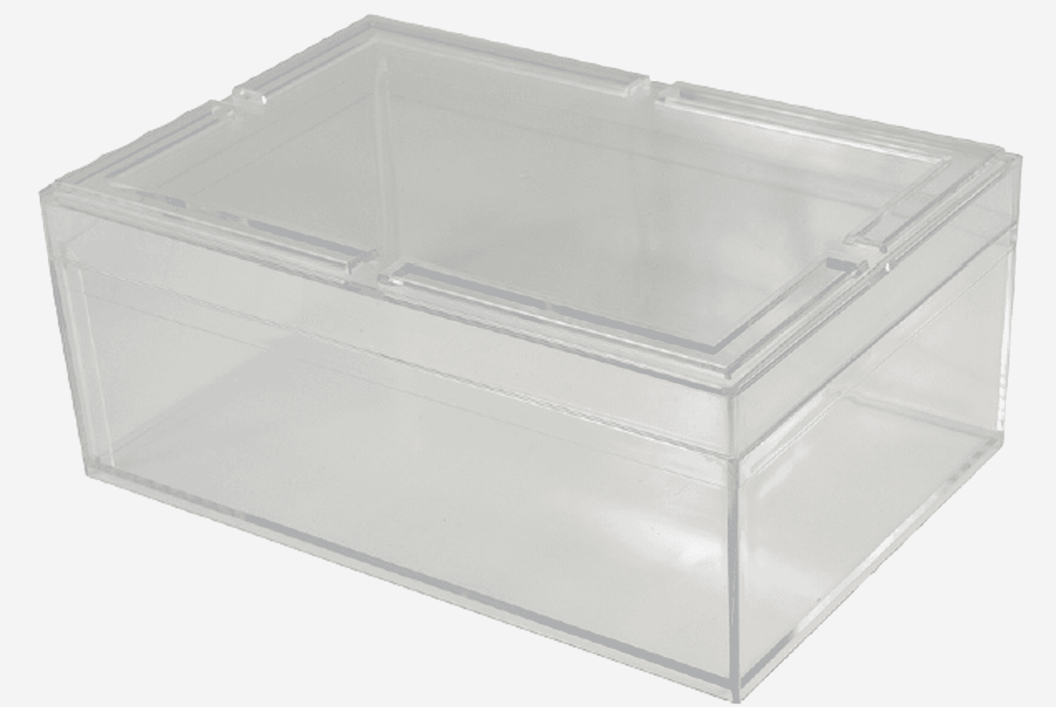 Boite transparente avec couvercle, intérieur 175 x 115 x 65mm, capacité 1,30L, 180 x 120 x 75mm (LxPxH)