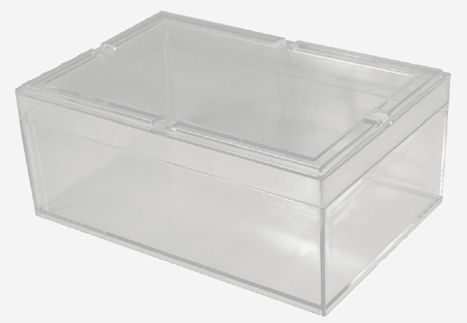 Boite transparente avec couvercle, intérieur 235 x 175 x 90mm, capacité 3,70L, 240 x 180 x 100mm (LxPxH)
