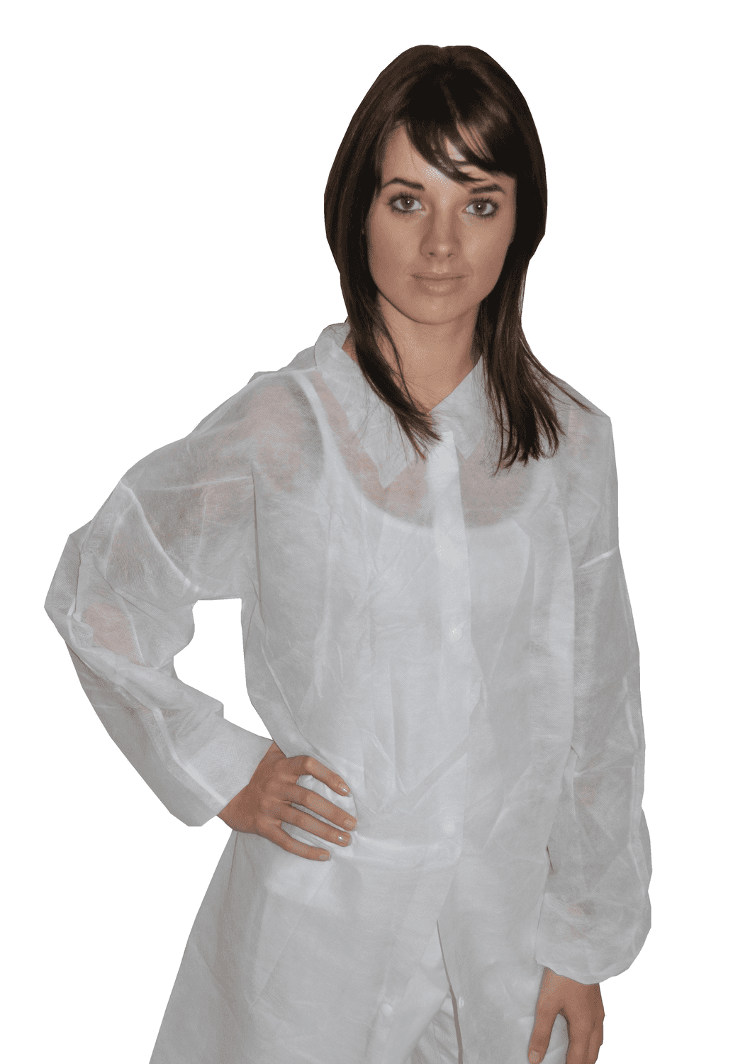 Blouse d'hygiène en polypropylène blanc avec boutons pression et sans poche, taille XL