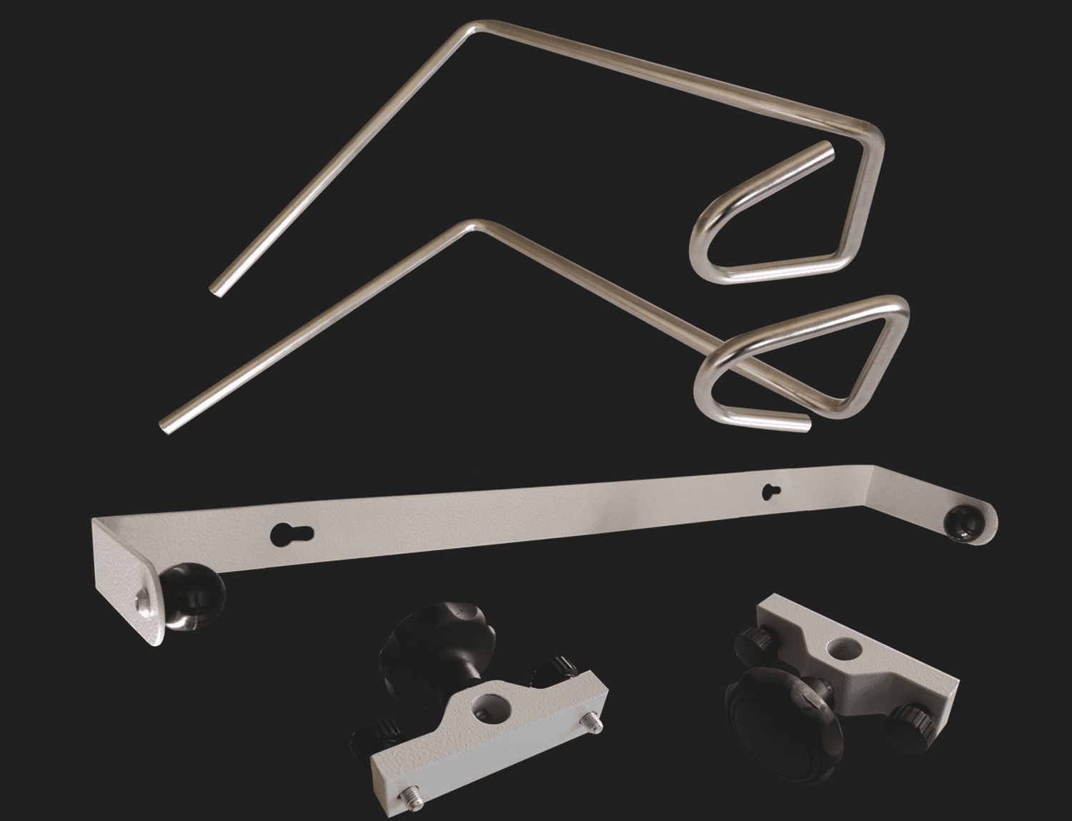 Kit gynécologique pour fauteuils FMBIO® BMBIO®, 1 porte-rouleau papier, 2 supports pour étriers, 2 étriers inox