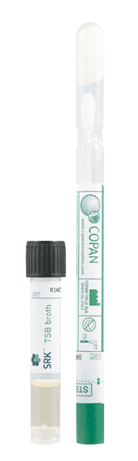 Ecouvillon floqué standard FLOQSwabs® dans 1 tube pour prélèvement de surface SRK™ 1ml + bouillon TSB 2ml, triple emballage HYGIENE PHARMA SURFACE CONTROL
