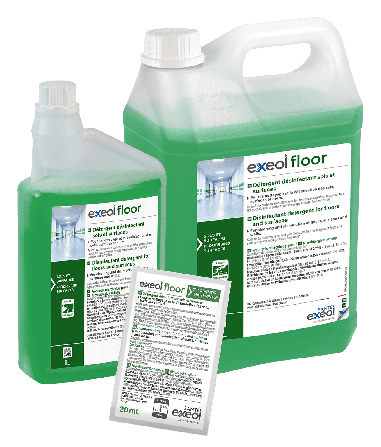 Détergent désinfectant sols et surfaces Exeol floor