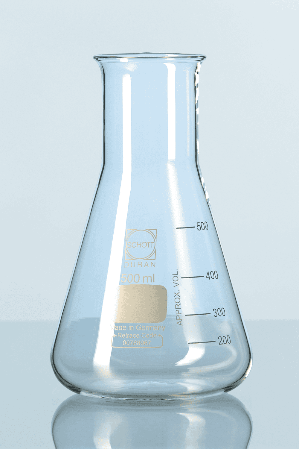 Fiole erlenmeyer en verre Duran® col large