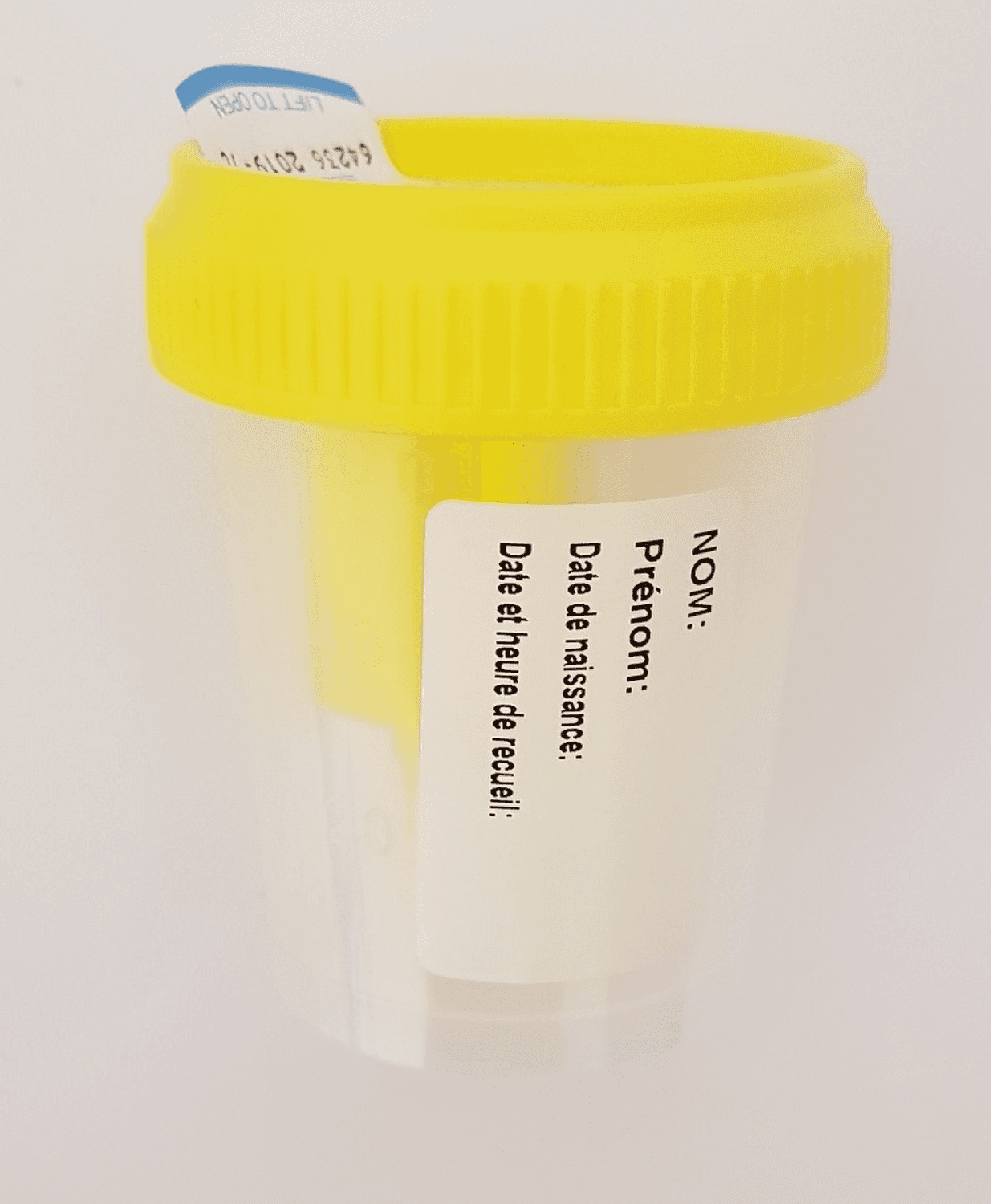 Flacon 60ml en polypropylène pour ECBU avec prise pour tube sous vide stérile avec étiquette