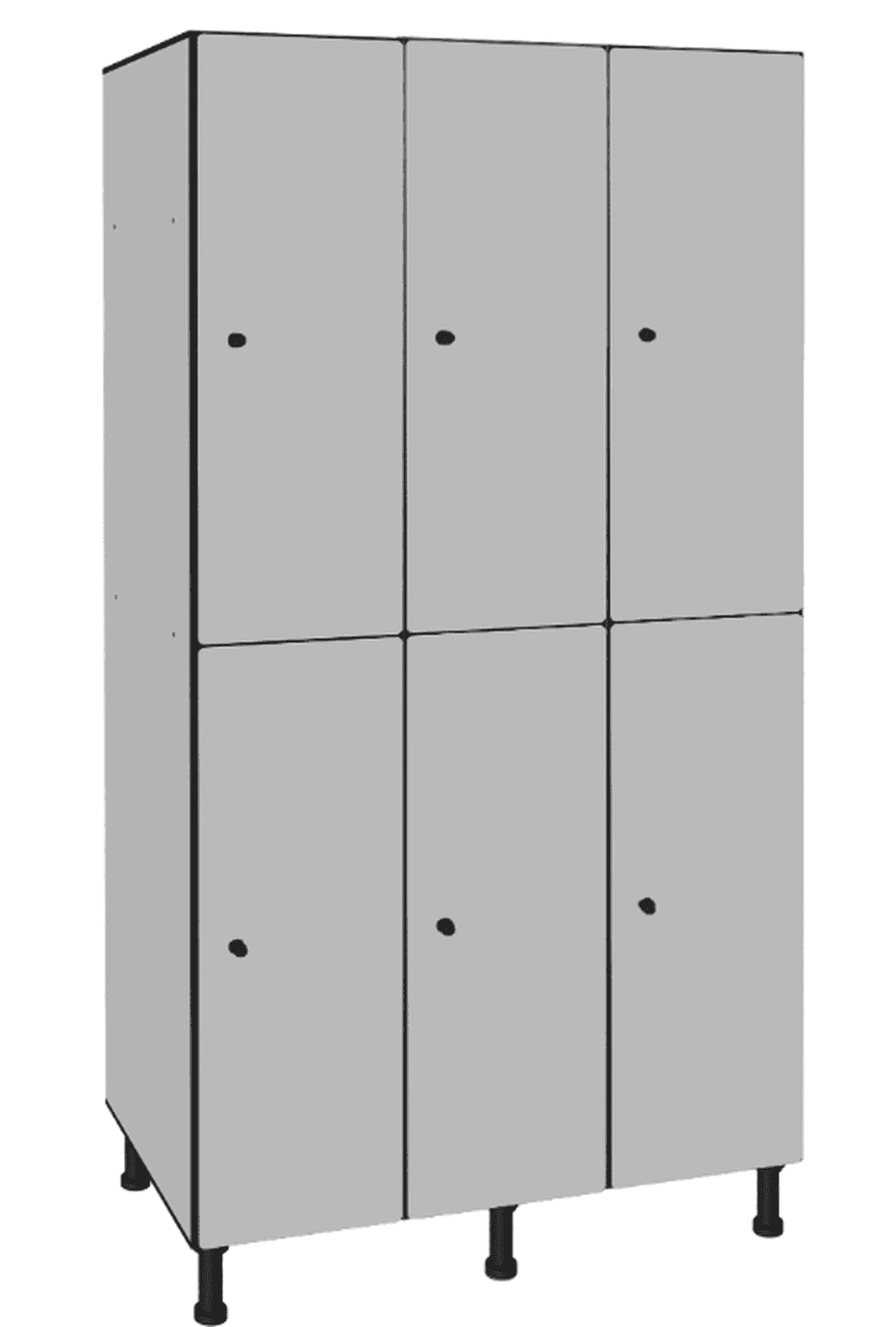 Bloc de 3 colonnes avec 6 casiers phénolique, H1800xL895xP500mm