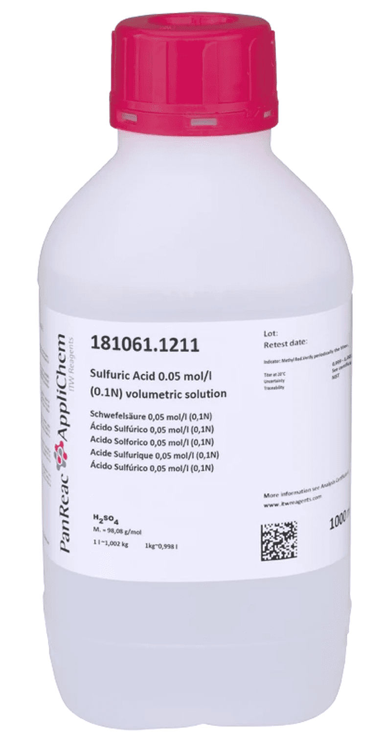 Acide sulfurique 0,05mol/L (0,1N) solution volumétrique Panreac, 1L