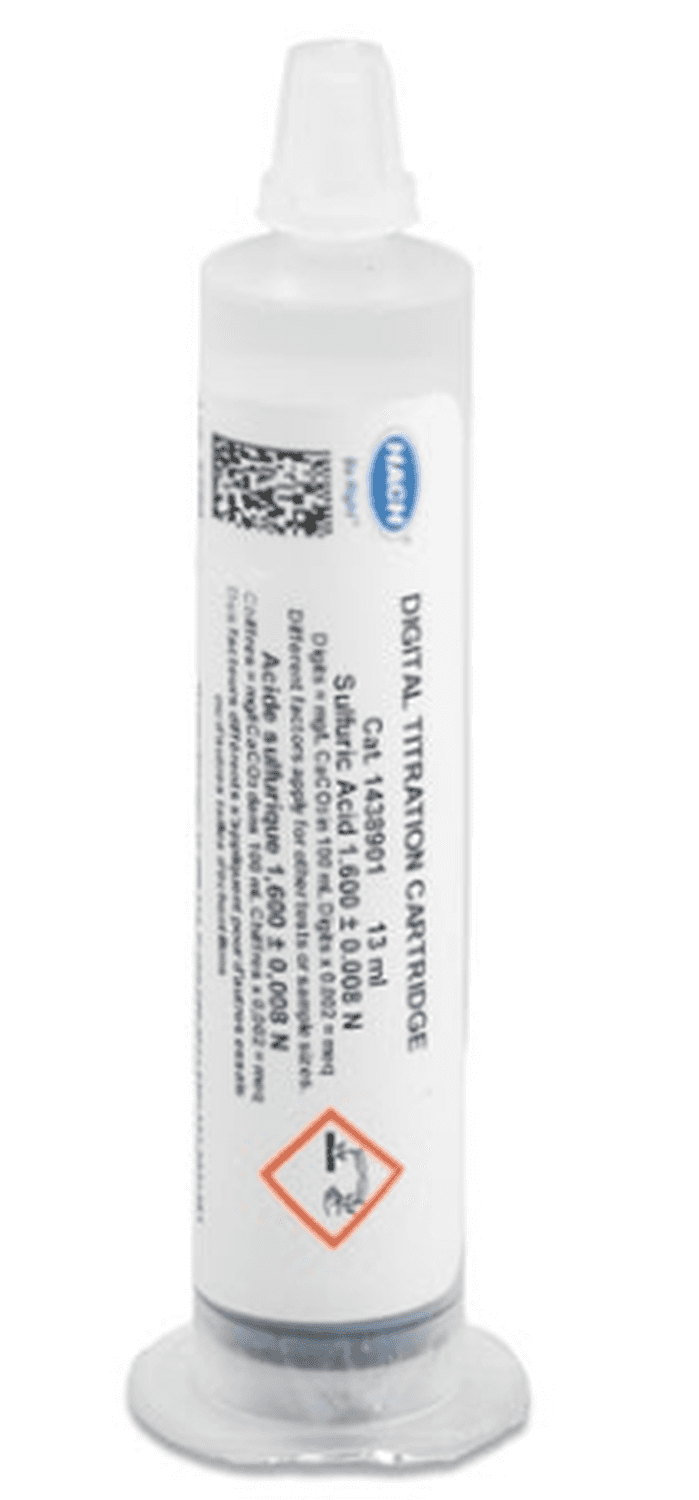 Solution titrante en ampoule Acide Sulfurique 1,600N Hach, 100 tests