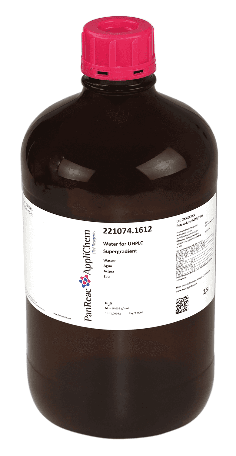 Eau Gradient grade pour HPLC PAI Panreac, 2,5L