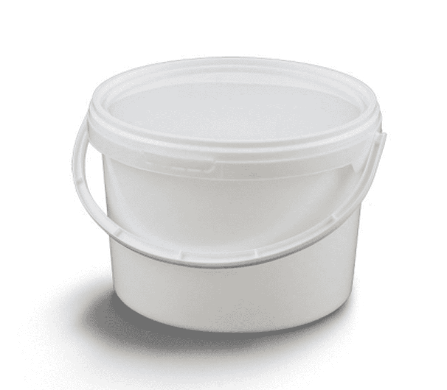 Seau rond en polypropylène blanc opaque cape clipsable blanche et anse