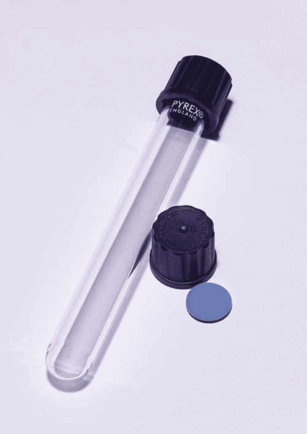 Tube en verre borosilicaté Pyrex® fond rond col à vis bouché