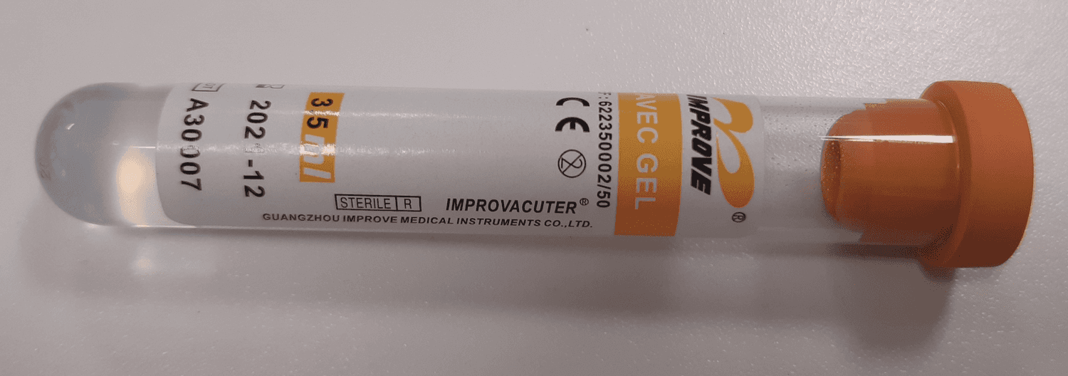 Tube sous vide vétérinaire en PET bouchon rentrant stérile