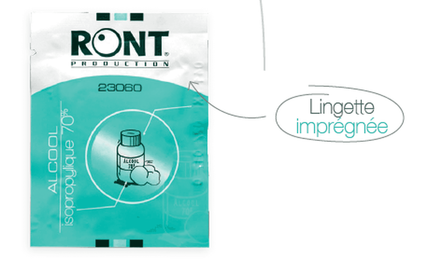 Lingette alcool isopropylique 70% - 130x160mm