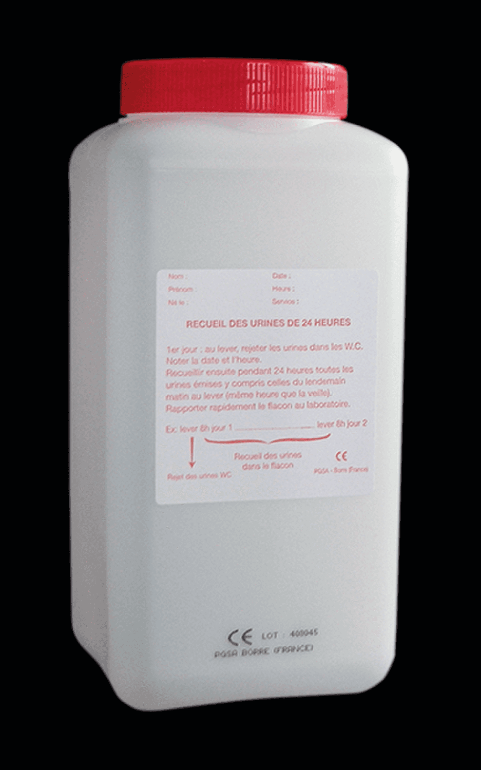 Flacon 2L pour urine 24h Gosselin