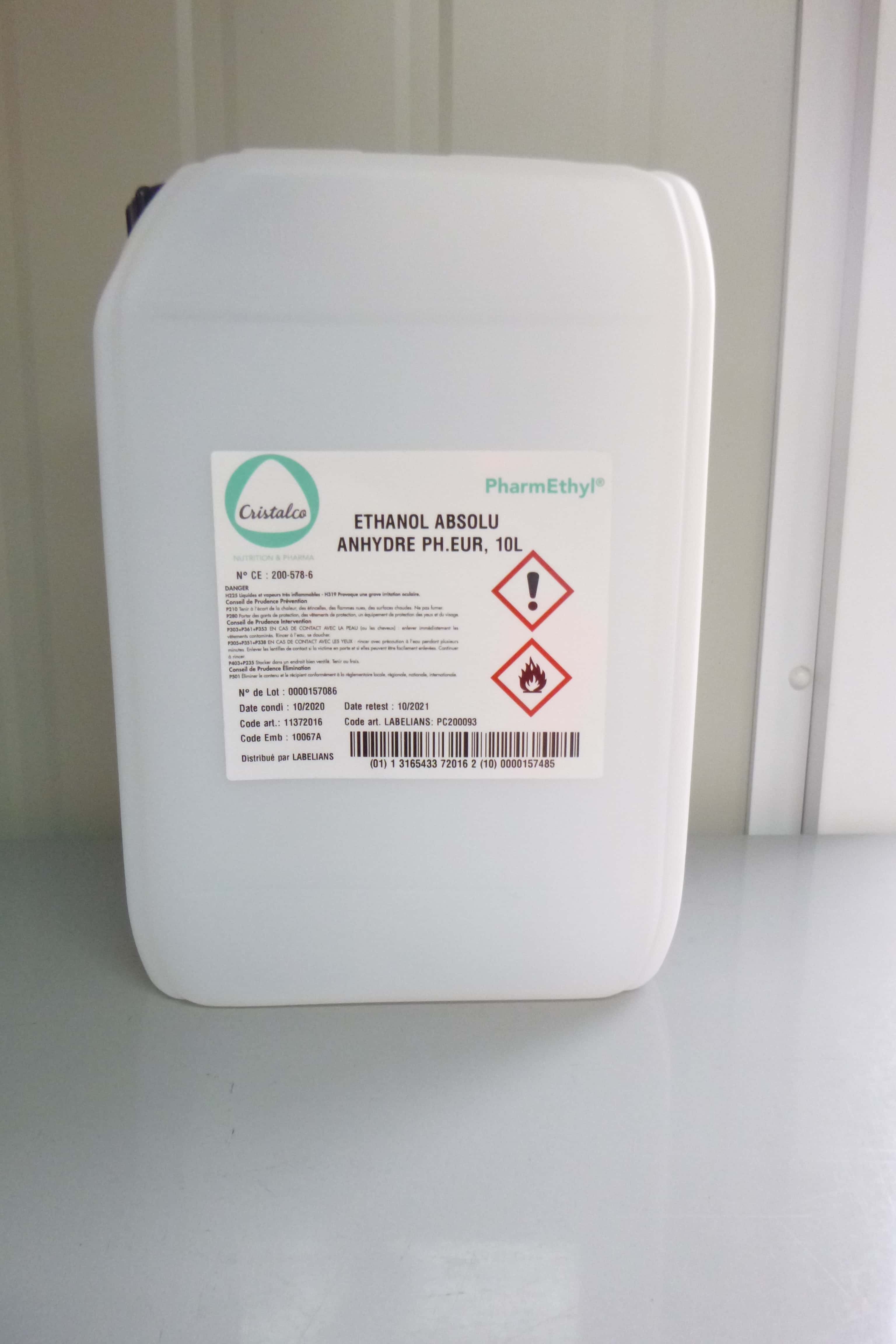 Ethanol 100° (absolu, anhydre) Ph.Eur, 10L