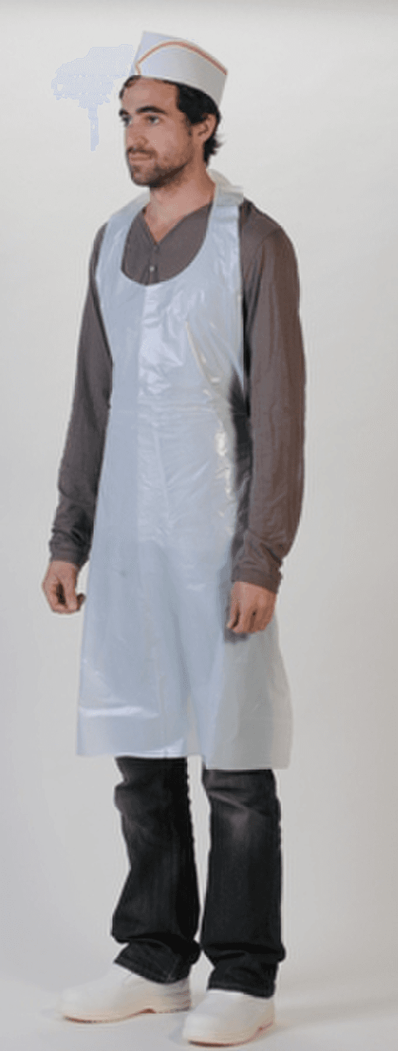 Tablier en polyéthylène blanc à usage unique