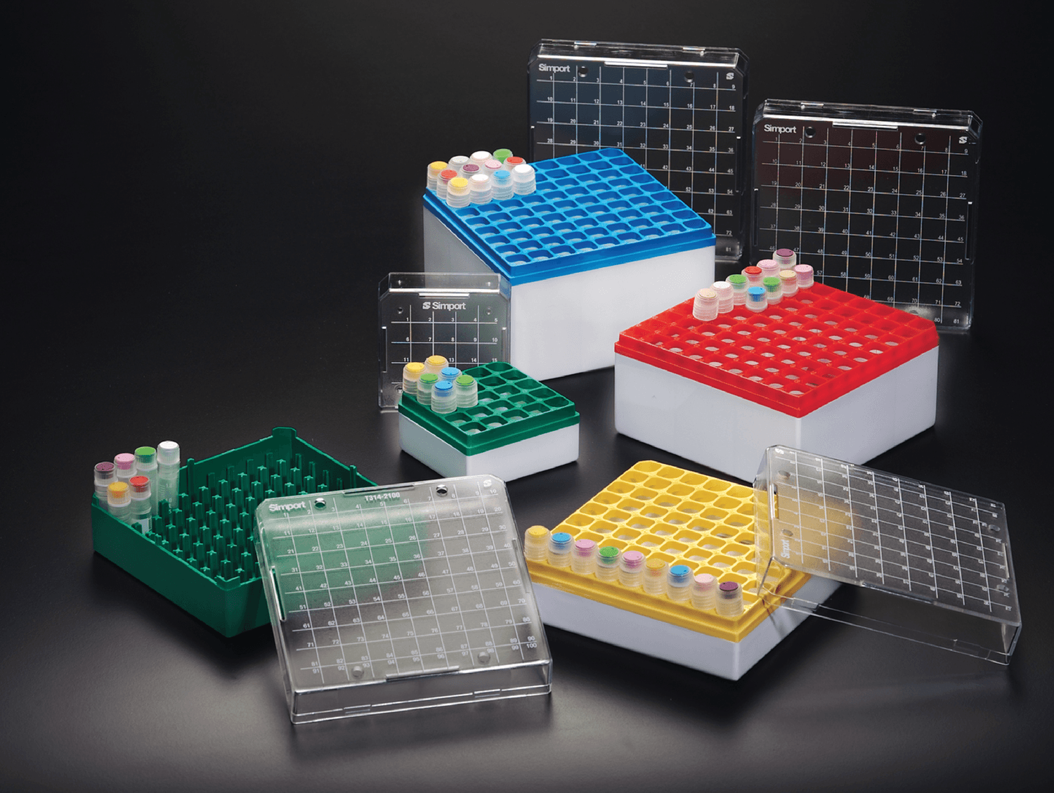 Cryoboîte en polycarbonate pour 81 tubes de 5ml