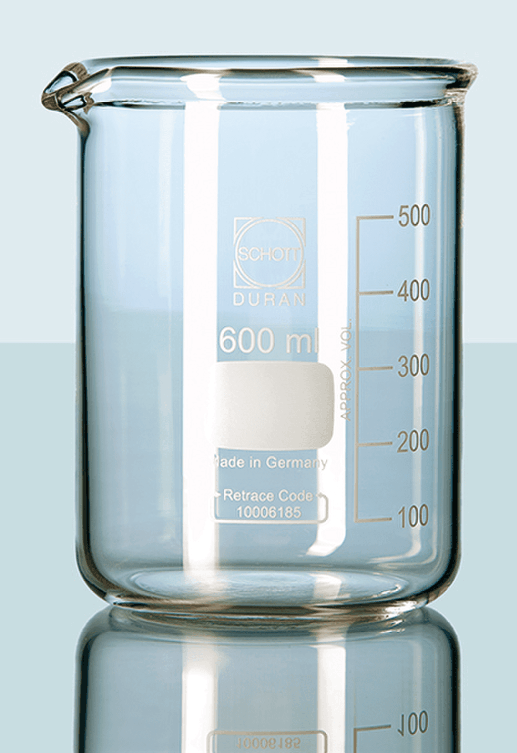 Bécher en verre Duran® Super Duty forme basse, bords renforcés avec bec verseur