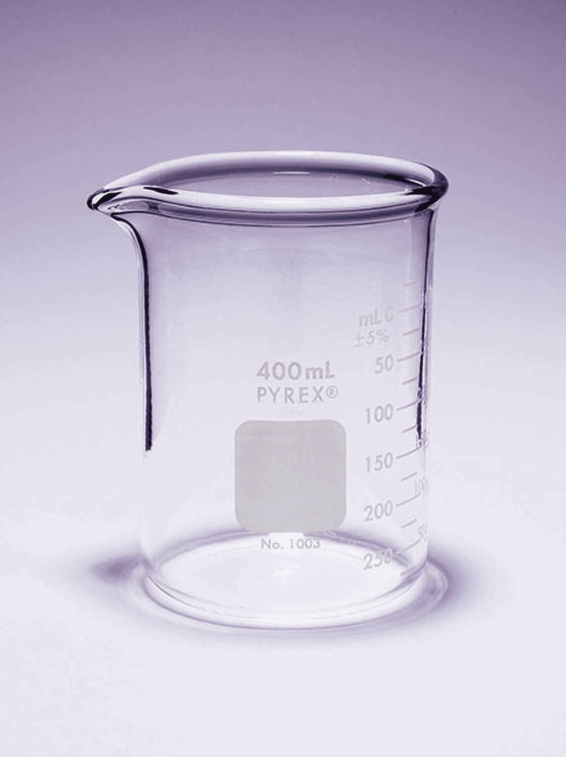 Bécher en verre Pyrex® parois épaisses forme basse, bords renforcés avec bec verseur