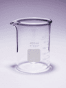 Bécher en verre Pyrex® parois épaisses forme basse, bords renforcés avec bec verseur