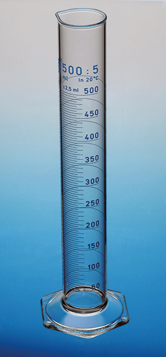 Eprouvette en verre Simax forme haute classe A graduations bleues