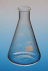 Fiole erlenmeyer en verre Simax col étroit