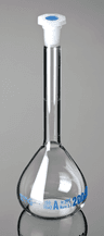 Fiole jaugée en verre Glassco classe A col rodé avec bouchon en polyéthylène