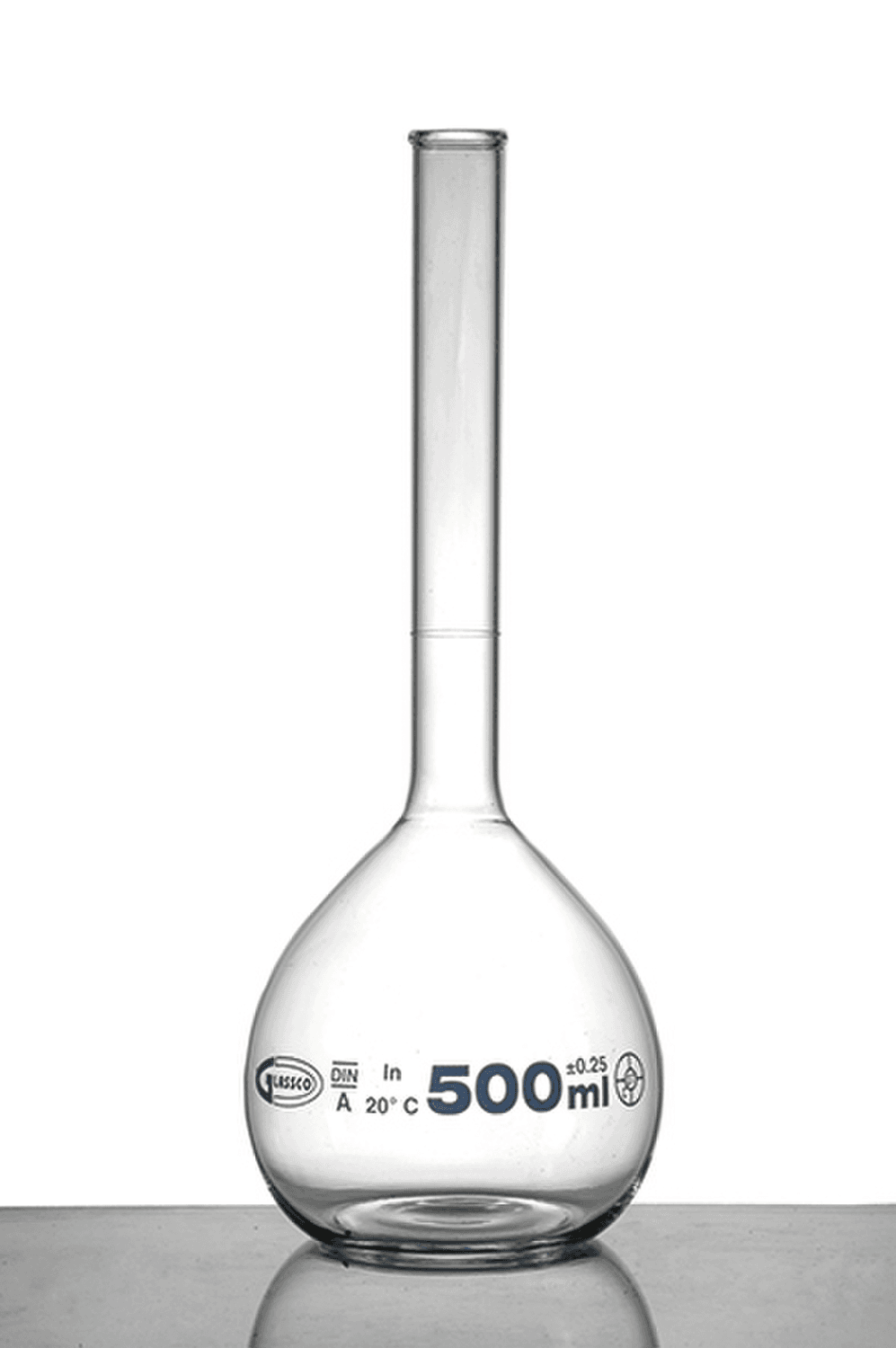 Fiole jaugée en verre Glassco classe A