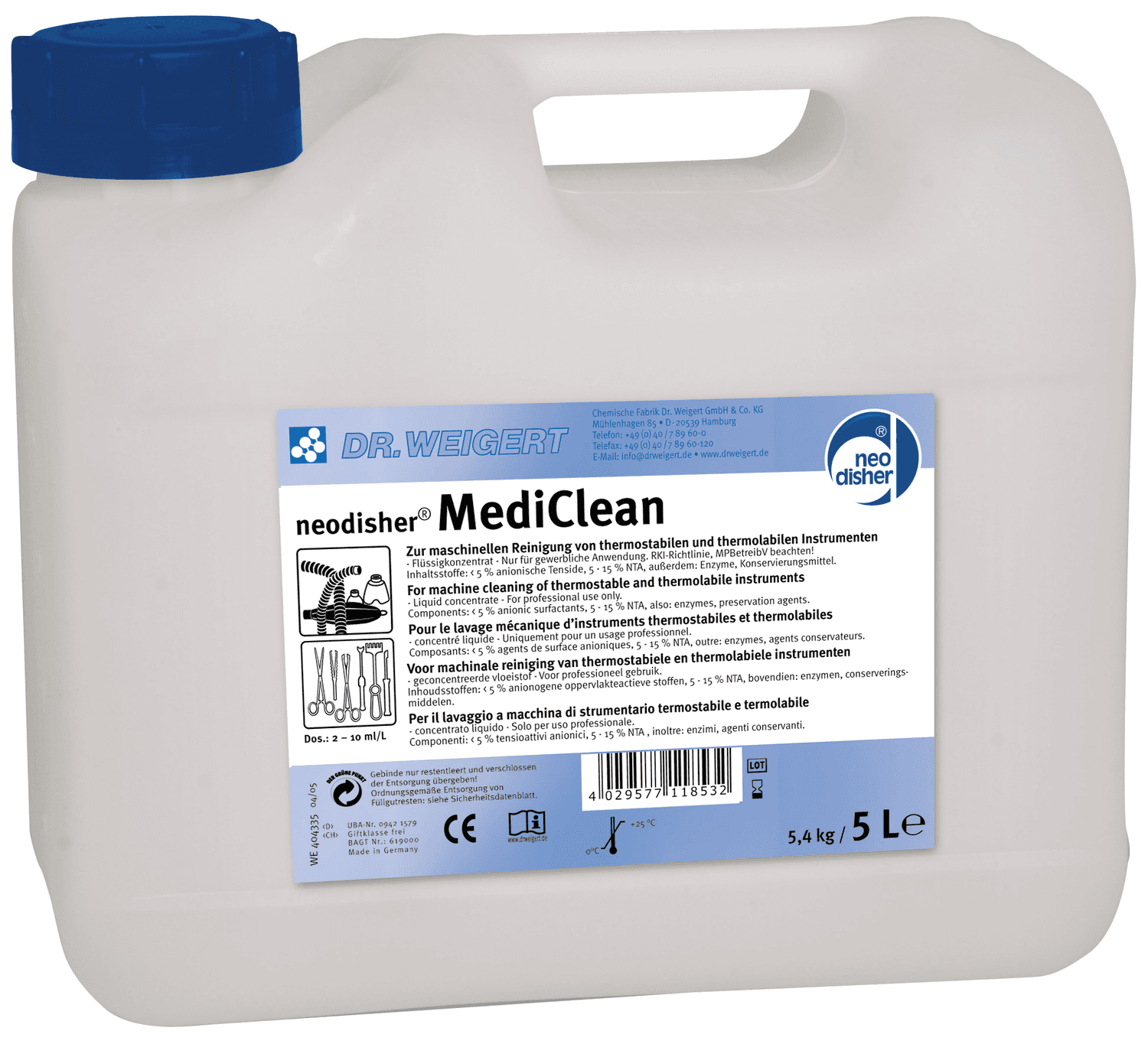 Détergent alcalin liquide Neodisher MediClean