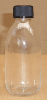 Flacon sirop en verre sodocalcique 60ml col étroit à vis avec capsule en polypropylène noire