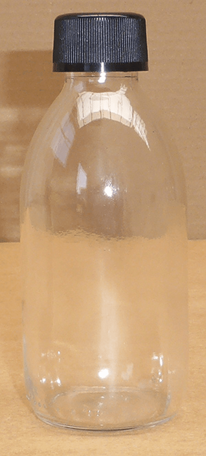 Flacon sirop en verre sodocalcique 500ml col à vis diamètre 28mm avec capsule en polypropylène noire