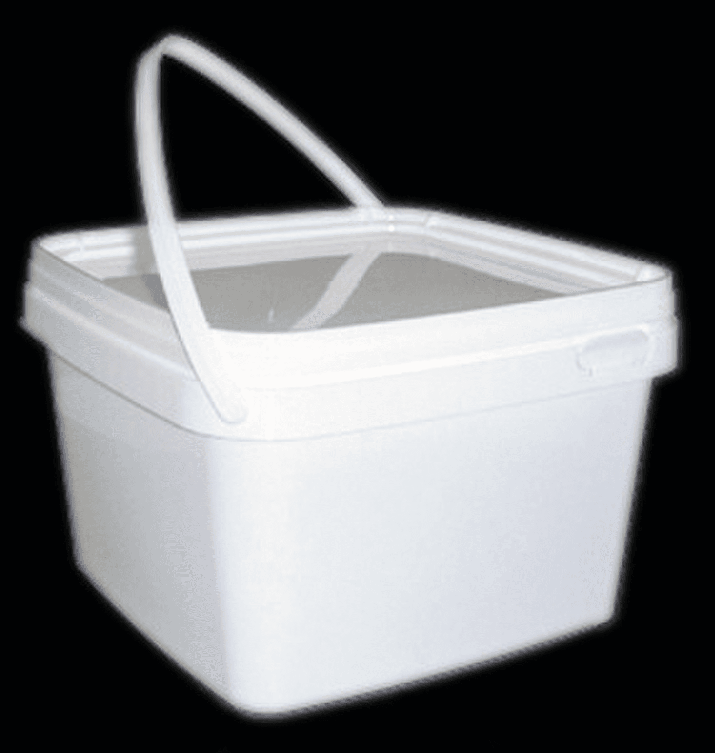 Seau 2,5L carré en polypropylène blanc opaque cape à pression blanche et anse