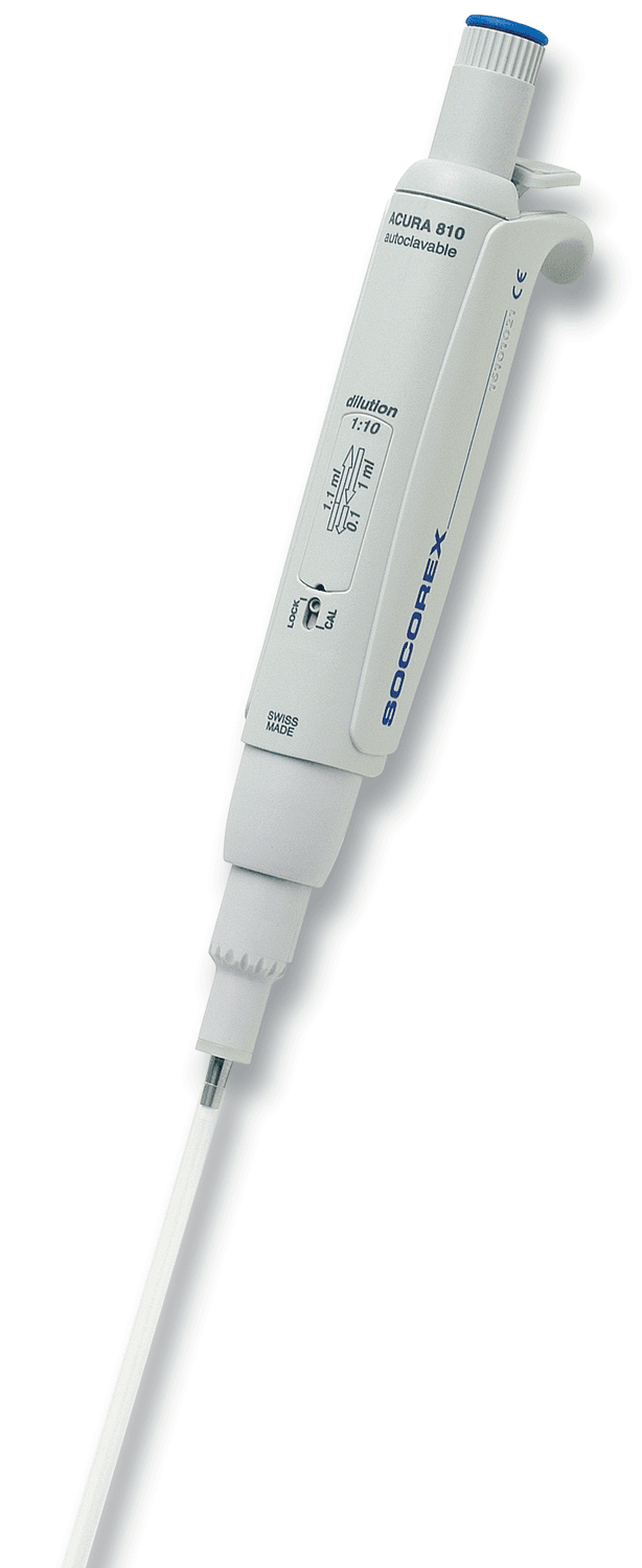 Micropipette Socorex Acura® manual 810 pour pipette paille variable 1 et 1,1ml