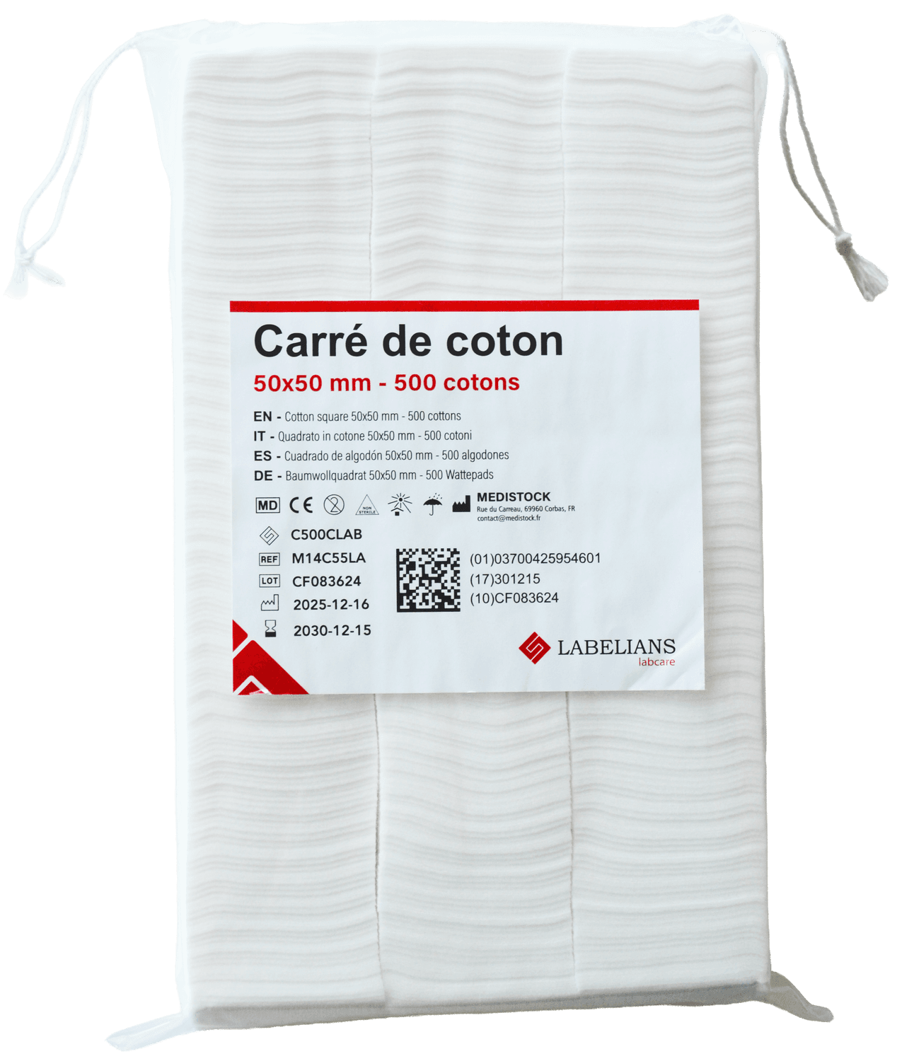 Carrés coton LABELIANS 5x5cm