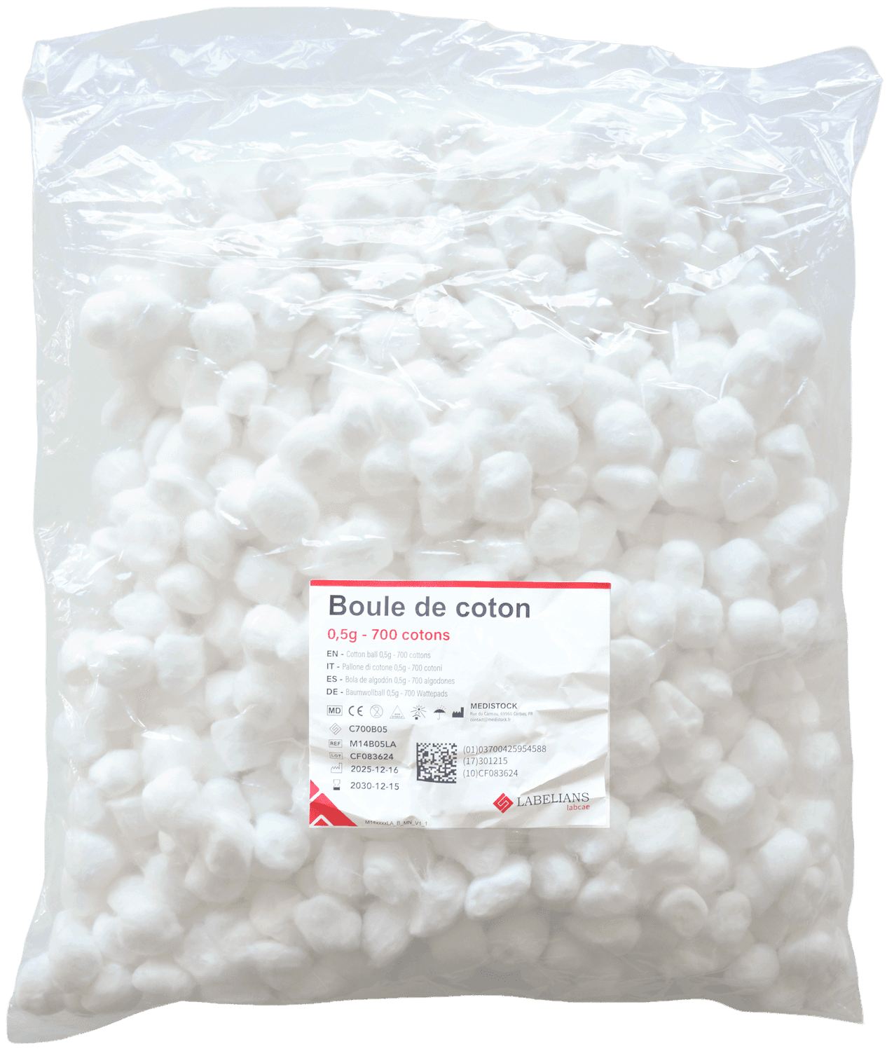 Boule de coton hydrophile Labelians